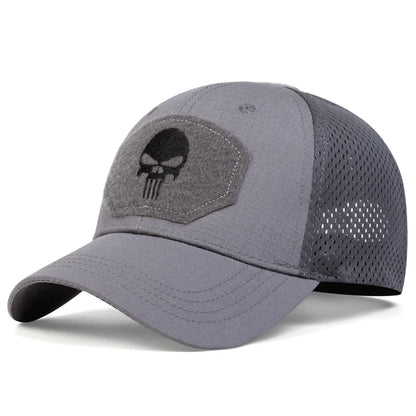 Unisex Skull Embroidered Baseball Caps Outdoor Breathable Mesh Tactics Mountaineering Peaked Hat Adjustable Snapback Caps