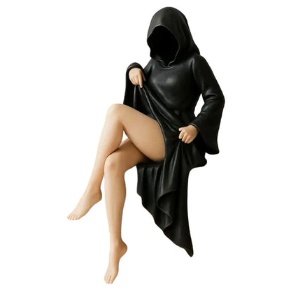 Resin Mysterious Statue Robe Sitting Women Sculpture 3D Sculpture of Mysterious Bookshelf for Tabletop Or Bookshelf Decorations