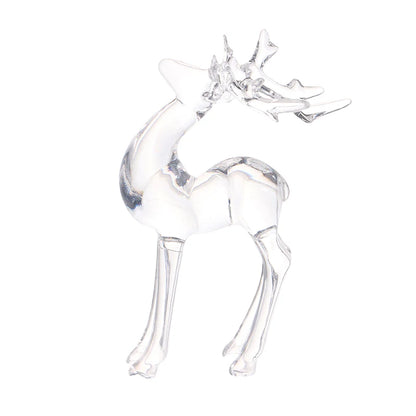 1Pc Crystal Deer Figurines Desktop Ornament Room Decor Transparent Elk Reindeer Sculpture Home Office Decoration