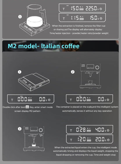 AliKisscafe Kitchen Coffee Scale Digital Scale With Timer Rechargeable Electronic Precision Espresso Accessory Barista Tool Gift