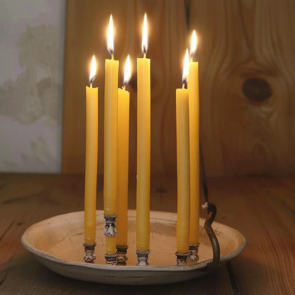 25PCS/1PACK Hanukkah Candle Natural Beeswax Chanukah Candles Thin Taper Honey Candles for Ritual Birthday Unscented
