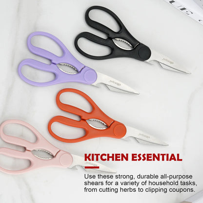 ELITEQUO All Purpose Kitchen Scissors, Heavy Duty Stainless Steel Scissors, Dishwasher Safe, Soft Grip Comfort Handle
