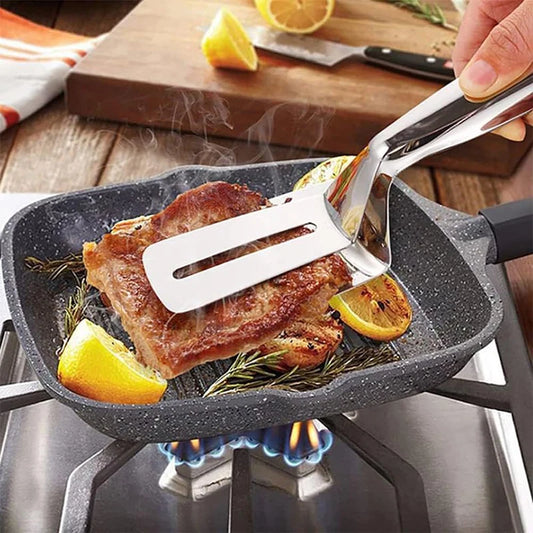 Stainless Steel Food Tongs - Multipurpose Kitchen Turner for Grilling, Flipping Steak, Fish & Pizza  cuisine kitchen tools
