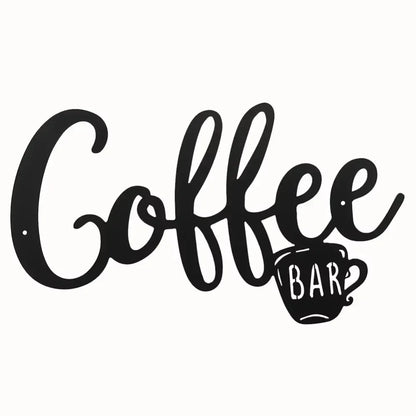 1pc Black Metal Coffee Cup Wall Sign – Stylish Hanging Decor for Coffee Bars & Home