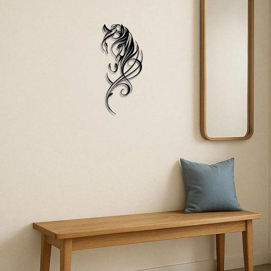 Modern Abstract Horse Metal Wall Sculpture – Industrial Decor – Halloween, Christmas Gift