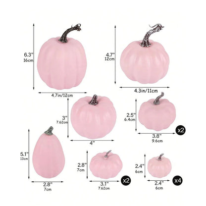 12PCS Artificial Pumpkins Pink Faux Pumpkins Decoration for Home Farmhouse Harvest Festival Decor Photo Props