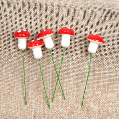 50pcs Cute Red Mushroom Model Garden Embellishment Small Decoration Suitable
