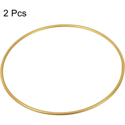 PATIKIL 7 Ih Round Metal Floral Hoop 2 Pcs Plated Wreath Frame Macrame Ring for Wedding Geometric Decor Party Wall Hanging Gold