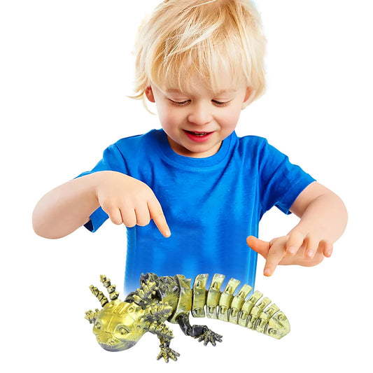 Articulated Mechanical Axolotl Figurine Collectible Axolotl Fidget Toy Executive Desk Toy for Stress Relief Home Decor