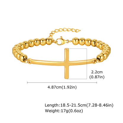 316L Stainless Steel Cross Bracelet for Women, Adjustable Chain Religious Christian Jewelry Daily Wear 2025 Trendy