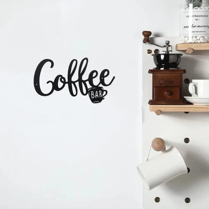 1pc Black Metal Coffee Cup Wall Sign – Stylish Hanging Decor for Coffee Bars & Home