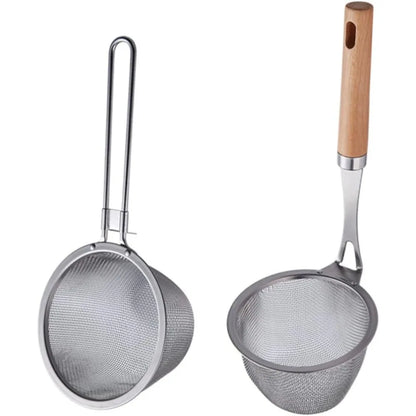 304 Stainless Steel Hot Pot Strainer Spoon Set Hook Fine Mesh Filtering Scoop for Cooking and Draining Kitchen Gadget for House