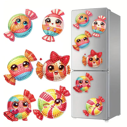 6Pcs Acrylic Beach Diamond Painting Refrigerator Magnet Diamond Painting Fridge Magnet DIY Fridge Stickers for Car Mailbox Decor