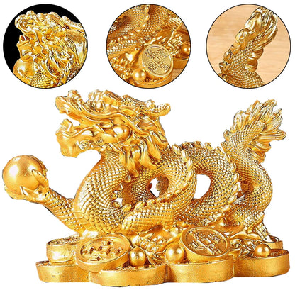 2024 Chinese Dragon Figurines Resin Dragon Figurine Ornament Attract Wealth Auspicious Dragon Statuette Desktop Decoration