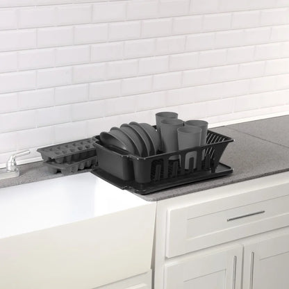 12 Piece Kitchen Set Bowls Tumblers Sink Set Ice Cube Trays Dishwasher Safe BPA Free Compact Kitchen Solution Black