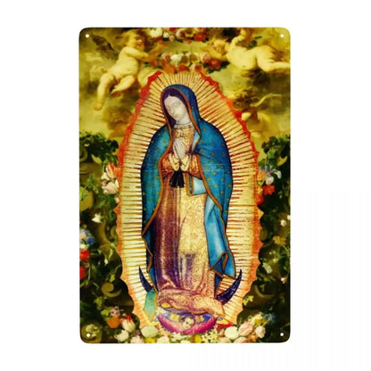 Retro Virgin Mary Of Guadalupe Metal Tin Sign - Custom Mexico Catholic Saint Plaque, Pub Cafe Yard Home Decor