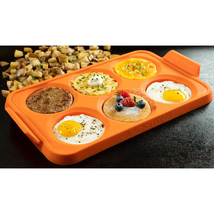 Silicone 6-Section Egg Mold Tray Dishwasher Safe Nonstick Cooking Tool Pancakes Sausage Omelets Breakfast Family Meals