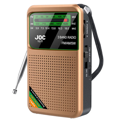 Portable Pocket Radio AM/FM/SW 3-Band Mini Portable Radio For Running Walking,Support Earphone Rechargeable Radio FM Receiver