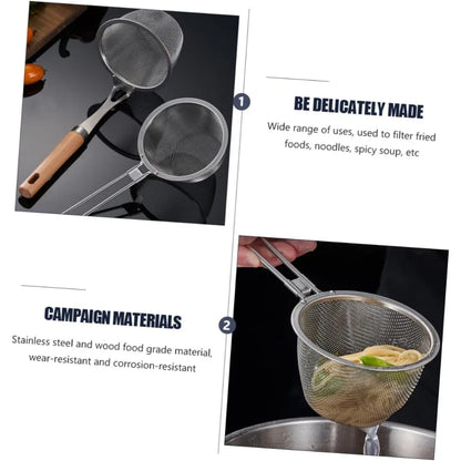 304 Stainless Steel Hot Pot Strainer Spoon Set Hook Fine Mesh Filtering Scoop for Cooking and Draining Kitchen Gadget for House