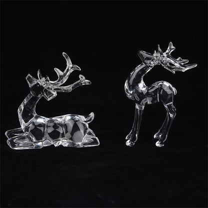 1Pc Crystal Deer Figurines Desktop Ornament Room Decor Transparent Elk Reindeer Sculpture Home Office Decoration