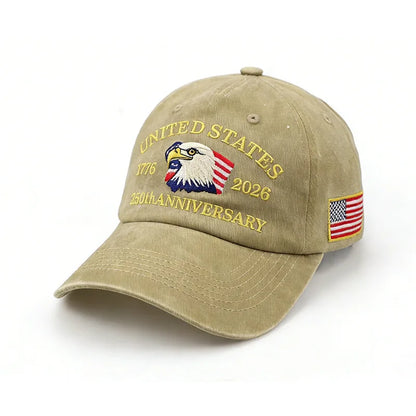 USA 250 Years Anniversary Eagle Embroidery American Flag Baseball Cap 1776-2026 Independence Day
