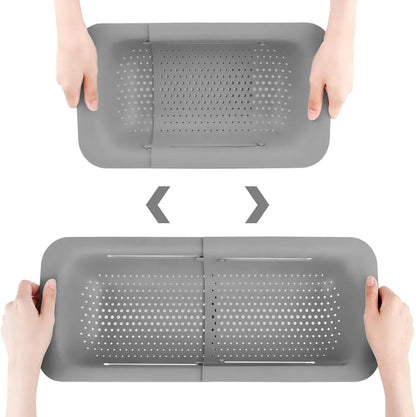 Collapsible Colander Kitchen Extendable Strainer Fruits Noodle Pasta Food Drain Basket Space-Saver Portable Drainer Over Sink