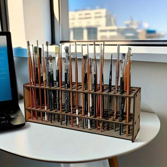 67-Slot Brush Holder Double-layer Durable Artist Desk Organizer Pencil Paint Brushes Storage Art Craft