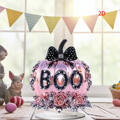 Halloween Party Decorations Spooky Acrylic Crystal Pumpkin 2D Flat Statue Ornament Table Centerpiece for Home Décor