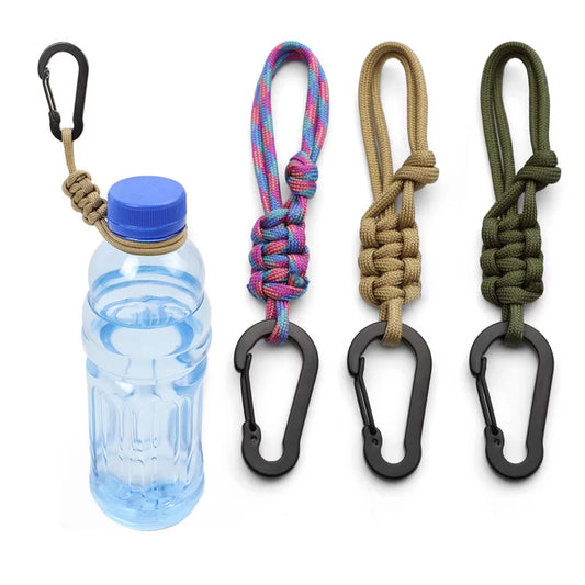 Paracord Water Bottle Buckle Carabiner Keychain Outdoor Kettle Holder Clip Hook