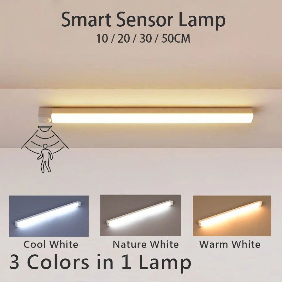 Rechargeable Motion Sensor LED Bar Light Induction Night Light Portable Cordless