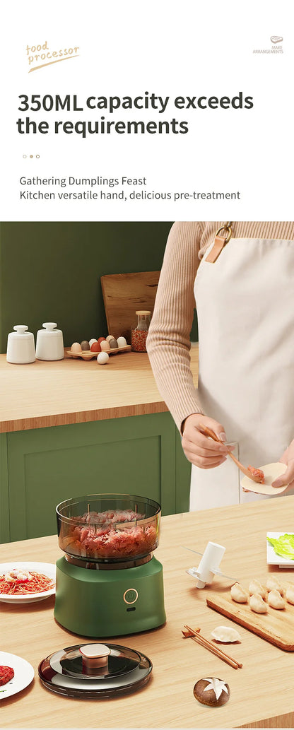 Kitchen Food Shredder Vegetable Meat Grinder 350ml Mini Wireless Electric Garlic Press Dual Purpose Garlic Puree Usb Charging