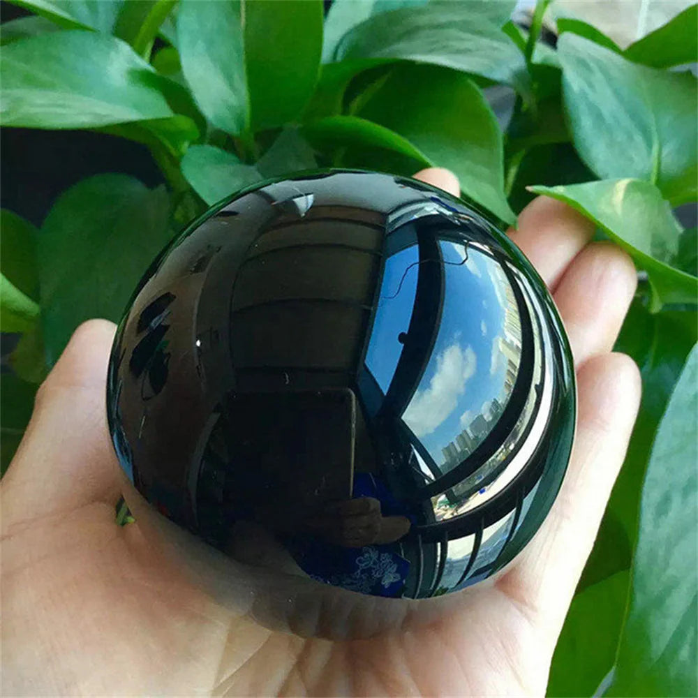Natural Black Obsidian Sphere Healing Crystal Magic Ball Reiki Stones feng shui Sphere Collectibles Home Decor Without Base