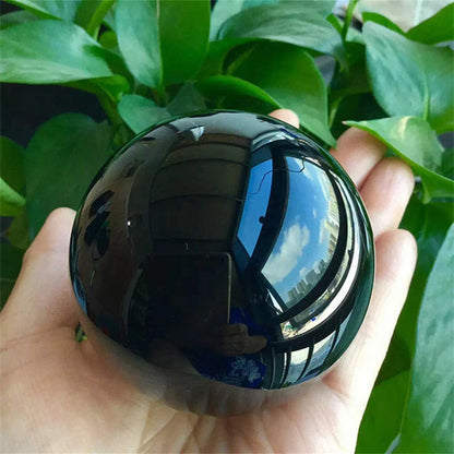 Natural Black Obsidian Sphere Healing Crystal Magic Ball Reiki Stones feng shui Sphere Collectibles Home Decor Without Base