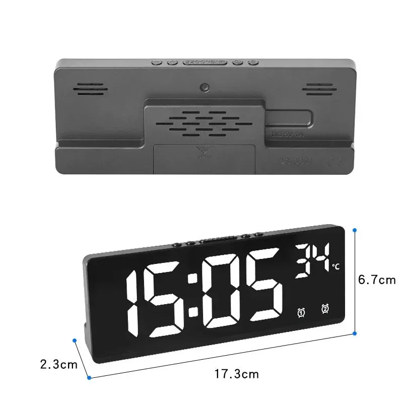 Voice Control Digital Alarm Clock Temperature Dual Alarm Snooze Desktop Table Clock Night Mode 12/24H LED Clock Watch Desk Clock