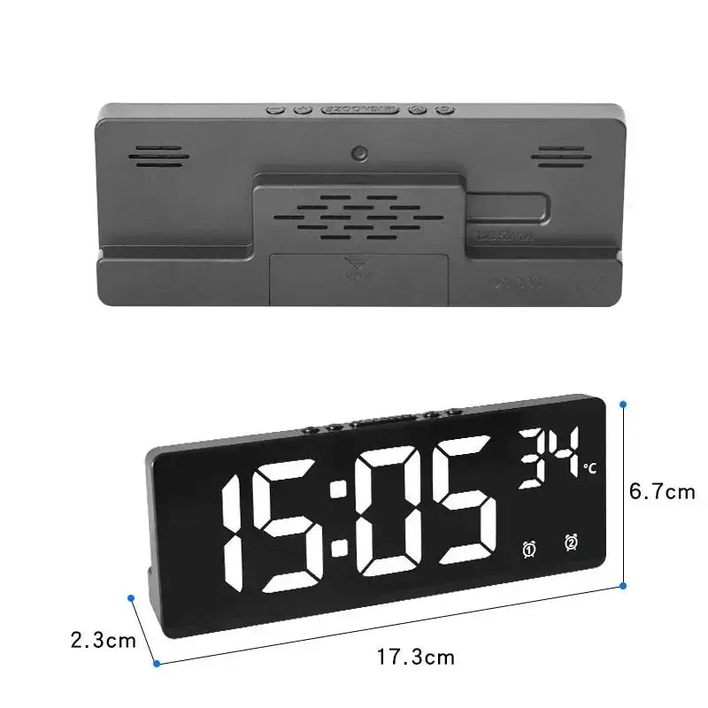 Voice Control Digital Alarm Clock Temperature Dual Alarm Snooze Desktop Table Clock Night Mode 12/24H LED Clock Watch Desk Clock