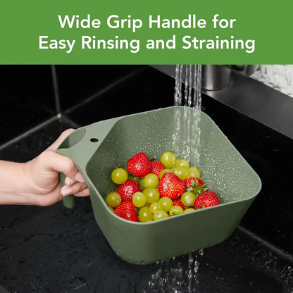 3 Quart Colander BPA Free Food Safe Plastic Strainer with Handle Heavy Duty Heat Resistant Pasta and Veggies Kitchen Drainer St