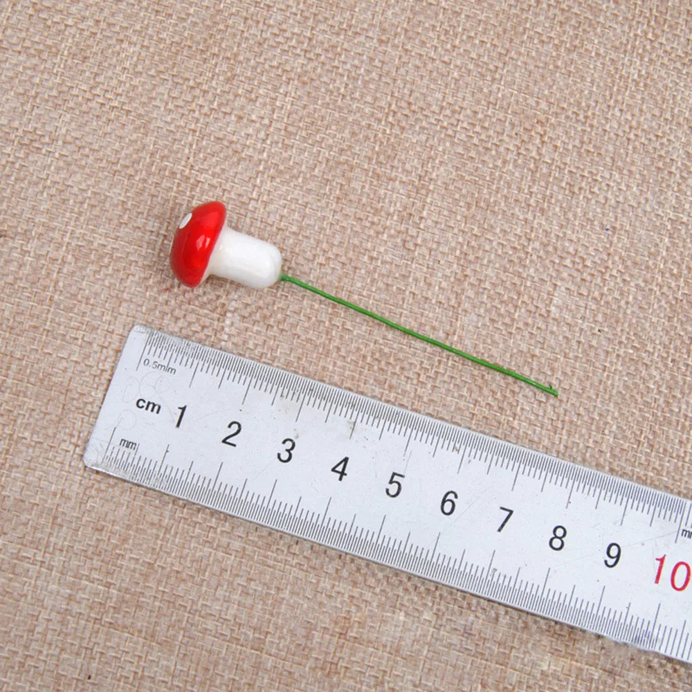 50pcs Cute Red Mushroom Model Garden Embellishment Small Decoration Suitable