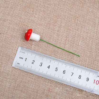 50pcs Cute Red Mushroom Model Garden Embellishment Small Decoration Suitable