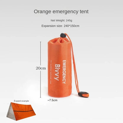 2 Person Emergency Shelter Survival Tent Kit Mylar Tube Tent Sleeping Bag Waterproof Outdoor SOS Thermal Blanket Reusable