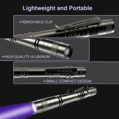 1-8PCS 395nm UV Pen Light,Blacklight Flashlight with Clip Portable Detector for Hotel/Pet Urine/Bed Bugs/Camping(AAA Battery)