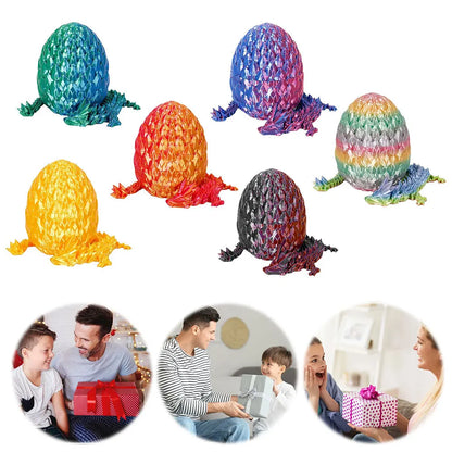 6Pcs 3D Printed Dragon Egg Relief Anxiety Dragon Fidget Toy 3D Printed Articulated Dragon Home Office Decor Toys for Kids Gifts