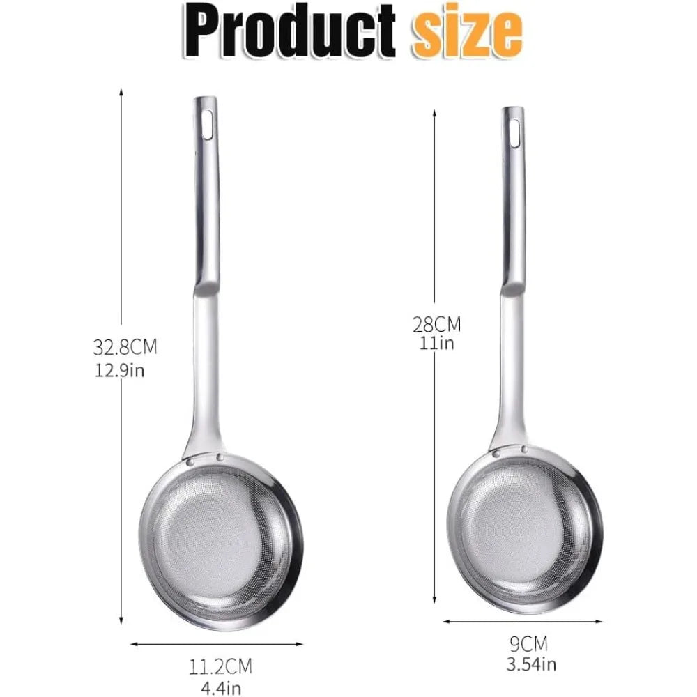 Fine Mesh Stainless Steel Colander, 2025 New Fine Mesh Strainer for Cooking Oil Strainer Skimmer Spoon Food Strainer Kitchen Gad