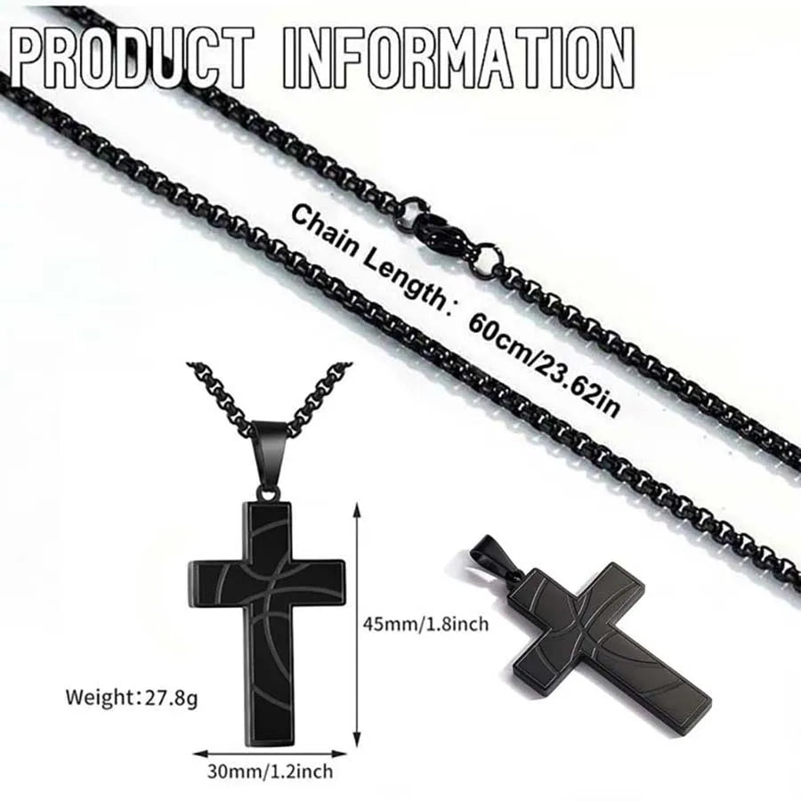 1PC Durable Stainless Steel Cross Pendant Necklace Inspirational Bible Verse