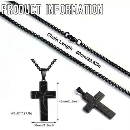 1PC Durable Stainless Steel Cross Pendant Necklace Inspirational Bible Verse