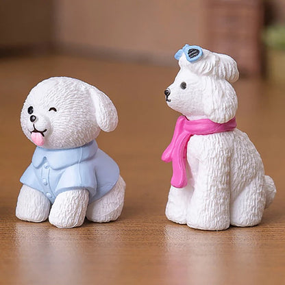 6PCS Desk Accessories Figurines Miniatures Cute Simulation Dog Pomeranian Micro Landscape Ornaments For Home Decoration