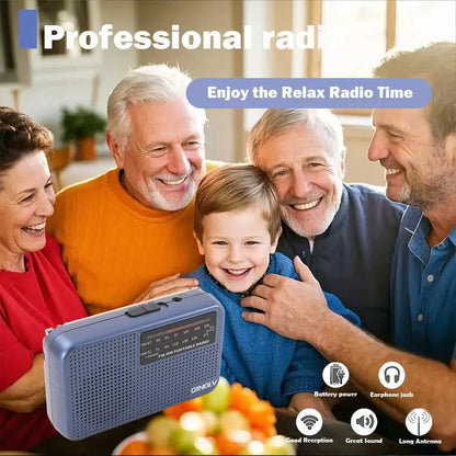 AM/FM portable radio with high sensitivity and high sound quality, uses durable No. 7 batteries, built-in high quality