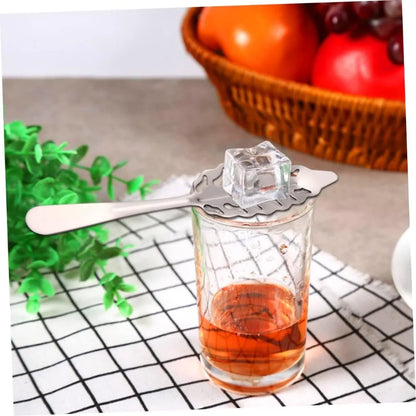 Stainless Steel Cube Sugar Colander Strainer and Ice Filter Spoon for Cocktails and Cooking Rustproof Kitchen Utensil Leaves Si