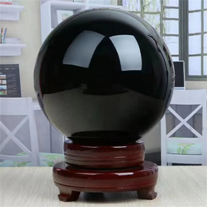 Natural Black Obsidian Sphere Healing Crystal Magic Ball Reiki Stones feng shui Sphere Collectibles Home Decor Without Base