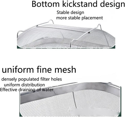 Over the Sink Colander Strainer Basket Stainless Steel, For Kitchen Sink with Rubber Non-slip Grip, Fine Mesh, Kitchen Multipurp