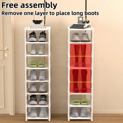 1 Piece Dustproof Single-Row Multi-Layer Shoe Rack, Shoe Storage Organizer, Entryway Furniture Shoe Cabinet, Easy to Assemble and Space-Saving, Suitable for Entryway, Closet, Living Room, Bedroom